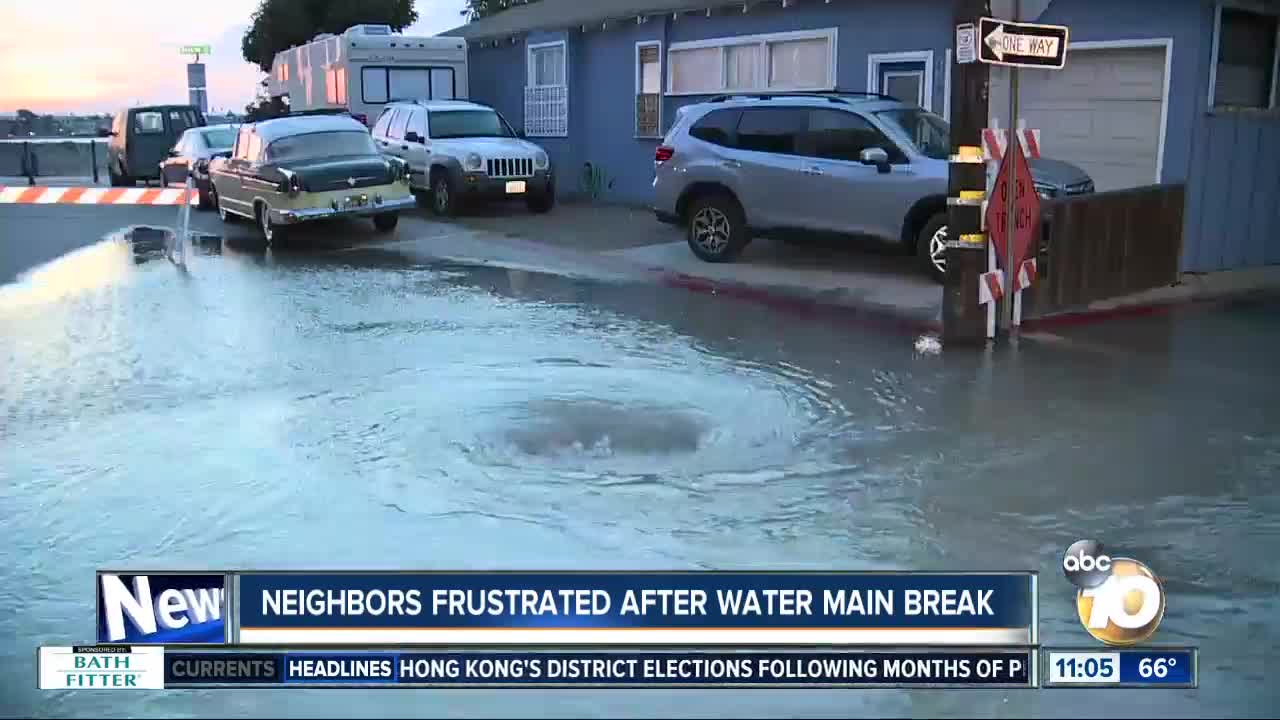 Neighbors frustrated after Mission Beach water main break