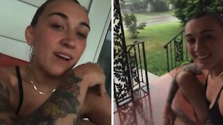 Woman locked outside during storm nearly gets struck by lightning