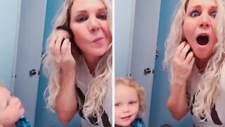 Toddler tells her mom that her makeup isn't working