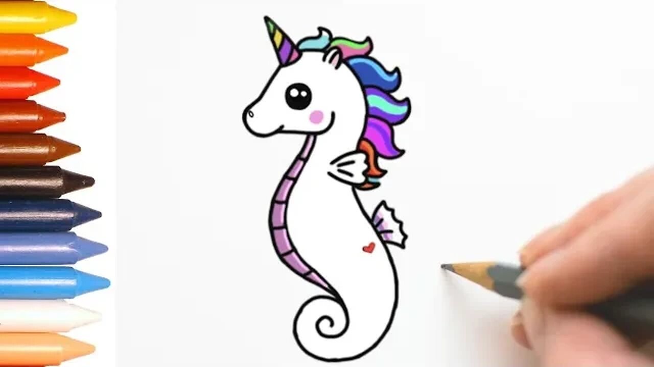 Como desenhar um cavalo marinho unicórnio 