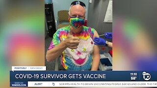 COVID-19 survivor gets vaccine