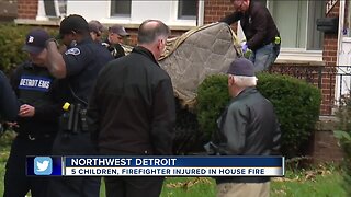 5 children, firefighter injured in house fire in northwest Detroit