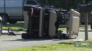 Two hospitalized after car hits golf cart
