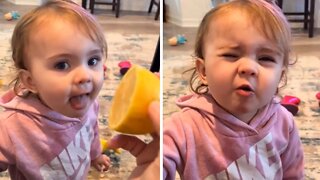 Toddler gives hilarious reaction after tasting lemon