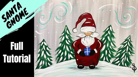 🎅 EP94- 'Santa Gnome' easy Christmas acrylic painting tutorial