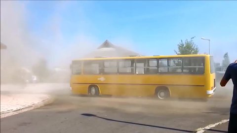 Driver pulls off epic drifts in 40-year-old bus!
