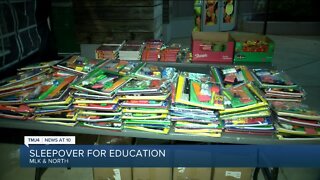 Volunteers spend the night near MLK and North to collect school supplies for families in need