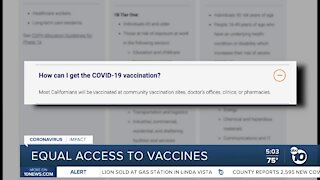 Concerns about equal access to COVID-19 vaccines