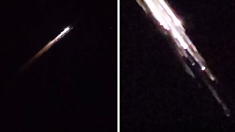 Burning space debris showers over the Pacific Northwest