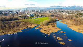 Drone view of Burnaby Lake @ Burnaby BC Canada