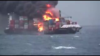 Massive cargo ship catches on fire in Sri Lanka