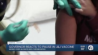 Governor reacts to pause in J&J vaccine