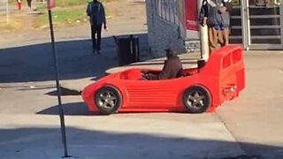 Man spotted driving bizarre "sports car"