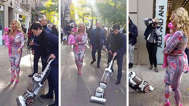 Bizarre footage shows helper vacuuming pavement in front of Ice-T�s wife