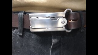 BANNED ITEM: Work Pro Knife belt buckle holster SOLID Stainless Steel -gerber and zippo also available-