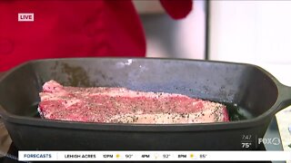 Steak on cast iron skillet at Kitchen Social at Kitchen Social