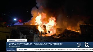 Fire at Logan Heights tow yard under investigation