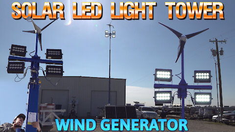 Solar Light Tower Wind Generator - 30' Mast Height 4 LED Lamps Remote Work Sites