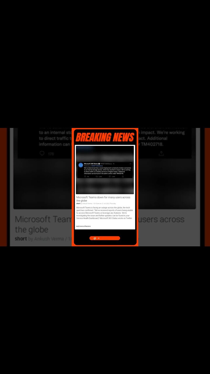 Breaking News: Microsoft Teams down for many users across the globe #shorts #news