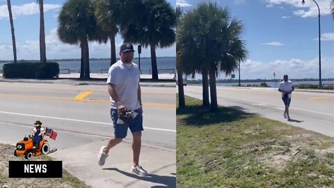 Jason Aldean Chases Wife's Hat Down The Street