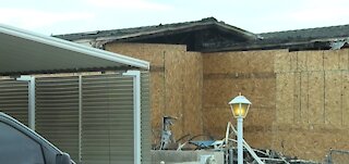 Mobile home fire in east LV sends juvenile to hospital