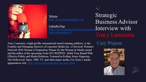 STRATEGIC BUSINESS ADVISORS - interviews Tracy LaMourie