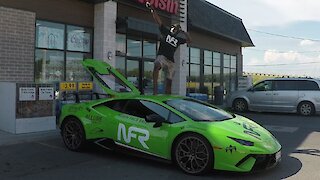 Lamborghini owner takes posing on his car to a new extreme for Instagram fan request