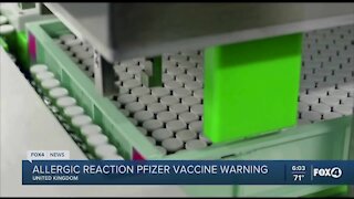 Vaccine reaction warning