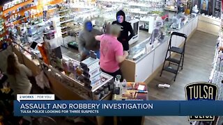 Tulsa police searching for suspects after assault, robbery at smoke shop