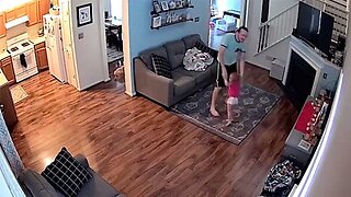 Adorable CCTV Footage Captures Toddler Making Her Dad Join Impromptu Dance Party
