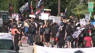 White nationalist group and counterprotesters face off at Georgia's Stone Mountain monument