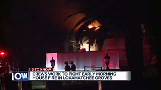 Crews battle overnight house fire near Loxahatchee