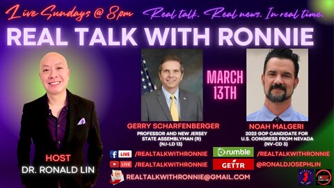 Real Talk With Ronnie - Special Guests: NJ Assemblyman Gerry Scharfenberger and Noah Malgeri
