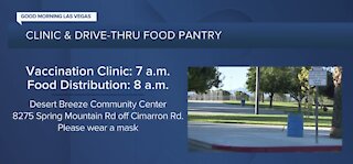 Vaccine clinic and drive-thru food pantry