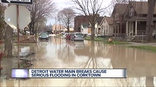 Water main breaks flood Detroit's Corktown