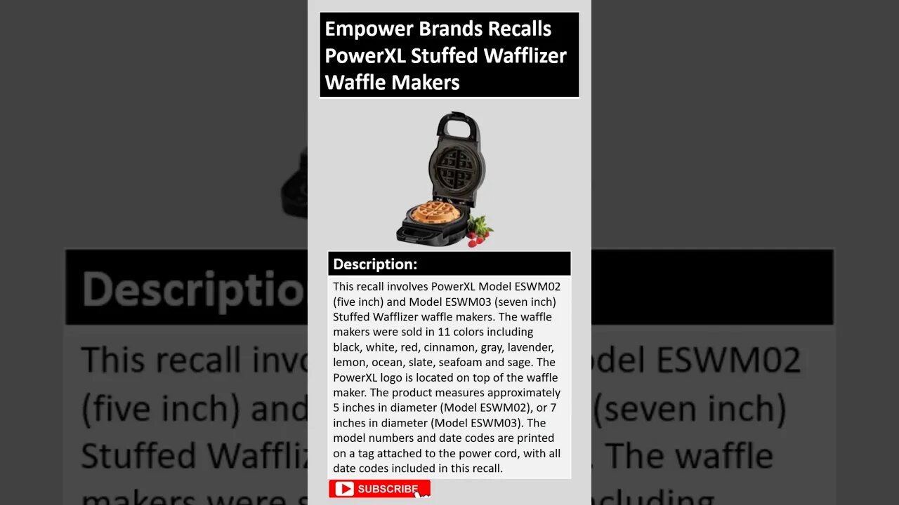 Empower Brands Recalls PowerXL Stuffed Wafflizer Waffle Makers Due