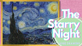 The Starry Night - Oil Pastel Drawing Time Lapse