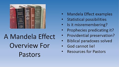 A Mandela Effect Overview For Pastors