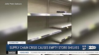 Supply chain crisis causing empty store shelves