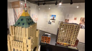 Lego displays of Albert Kahn buildings at Detroit Historical Museum