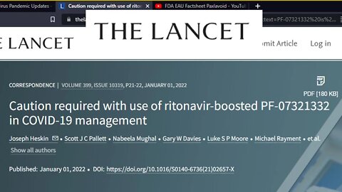 The Lancet 'Caution Required with Use of Ritonavir Paxlavoid Covid-19 Management'