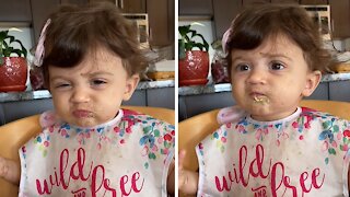 Baby girl dislikes avocado, throws adorable mini tantrum