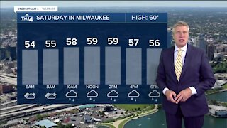 Scattered showers Saturday with highs near 60