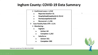 Ingham County Health Department Coronavirus Briefing - 8/11/20