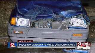 Police: Man crashes into parked cars during chase