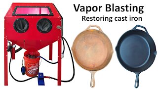 DIY Vapor Blasting / Honing Restoring A Rusty Cast Iron Skillet using Garnet media