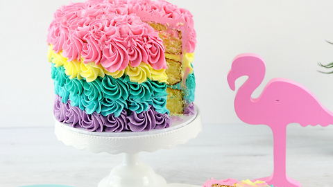 Rainbow rosette cake