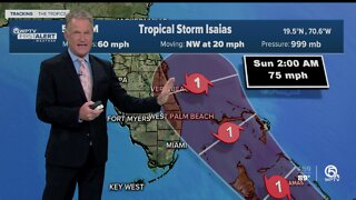 5 p.m. Thursday advisory on Tropical Storm Isaias