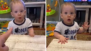 Teething toddler obsessed with chewing on table