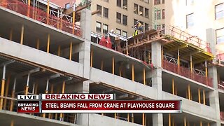 Steel beam falls from crane at Playhouse Square